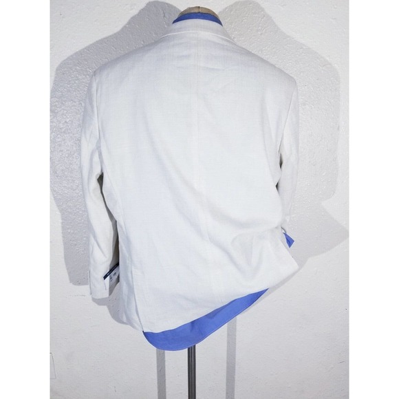 50R Off-white ALL-SEASON LINEN Stretch Check Textured Blazer Sport Coat Jacket - Picture 3 of 7